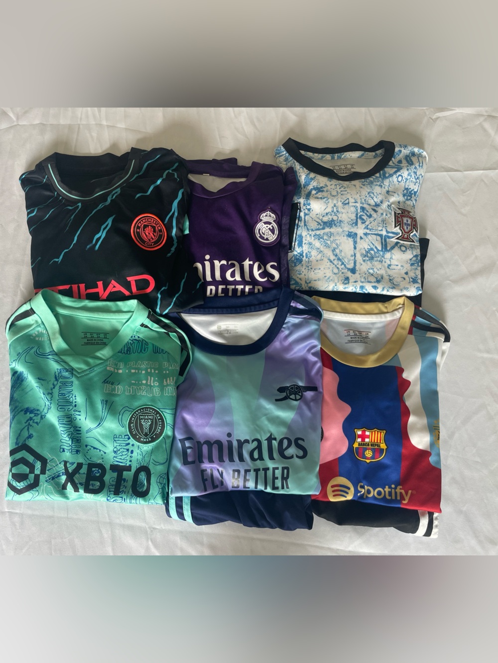 6 Youth Soccer Jersey Sets Messi, Haaland, Ronaldo, Saka